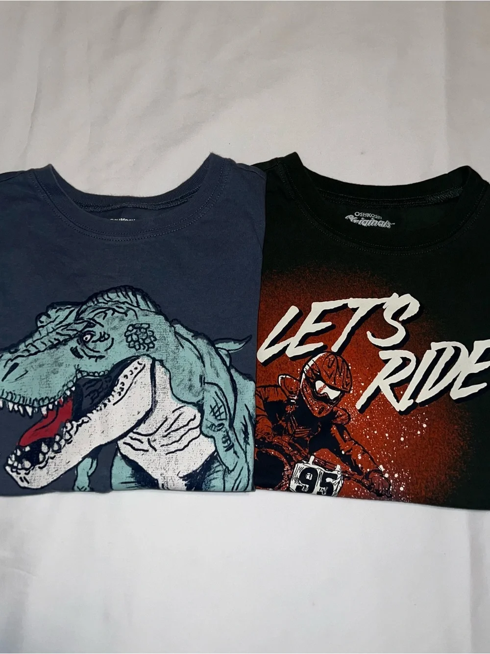 OshKosh B'gosh Dino & 'Let's Ride' Graphic Tee Two-Pack - Blue & Black